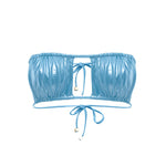 Ruched bikini top in color metallic blue