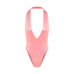 Plunge one piece in colour metallic pink