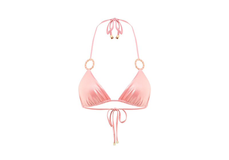 Triangle bikini top in metallic pink