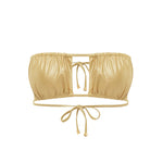 Ruched bikini top in color metallic gold